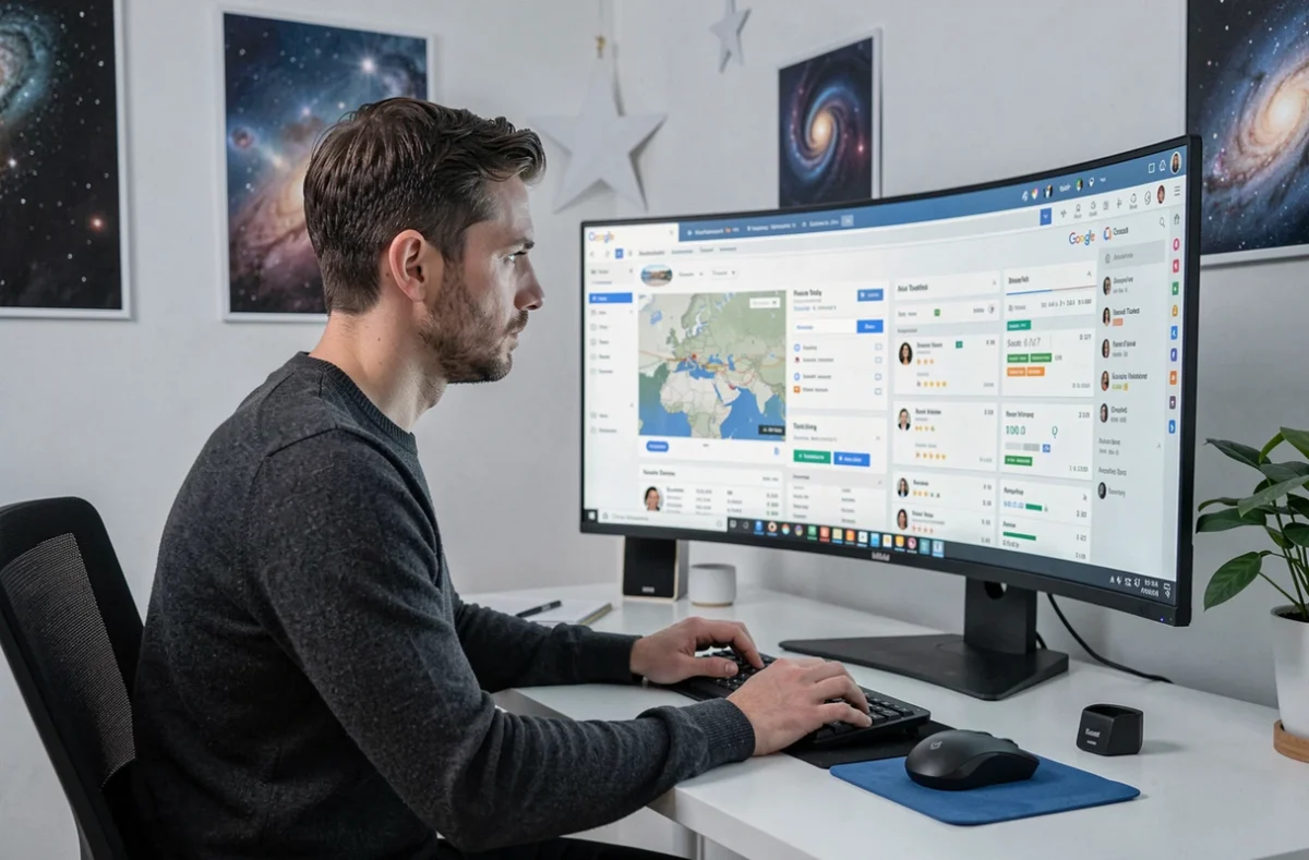 Analyste digital de l'agence Asteria travaillant sur des campagnes Google Ads avec des outils de ciblage avancés