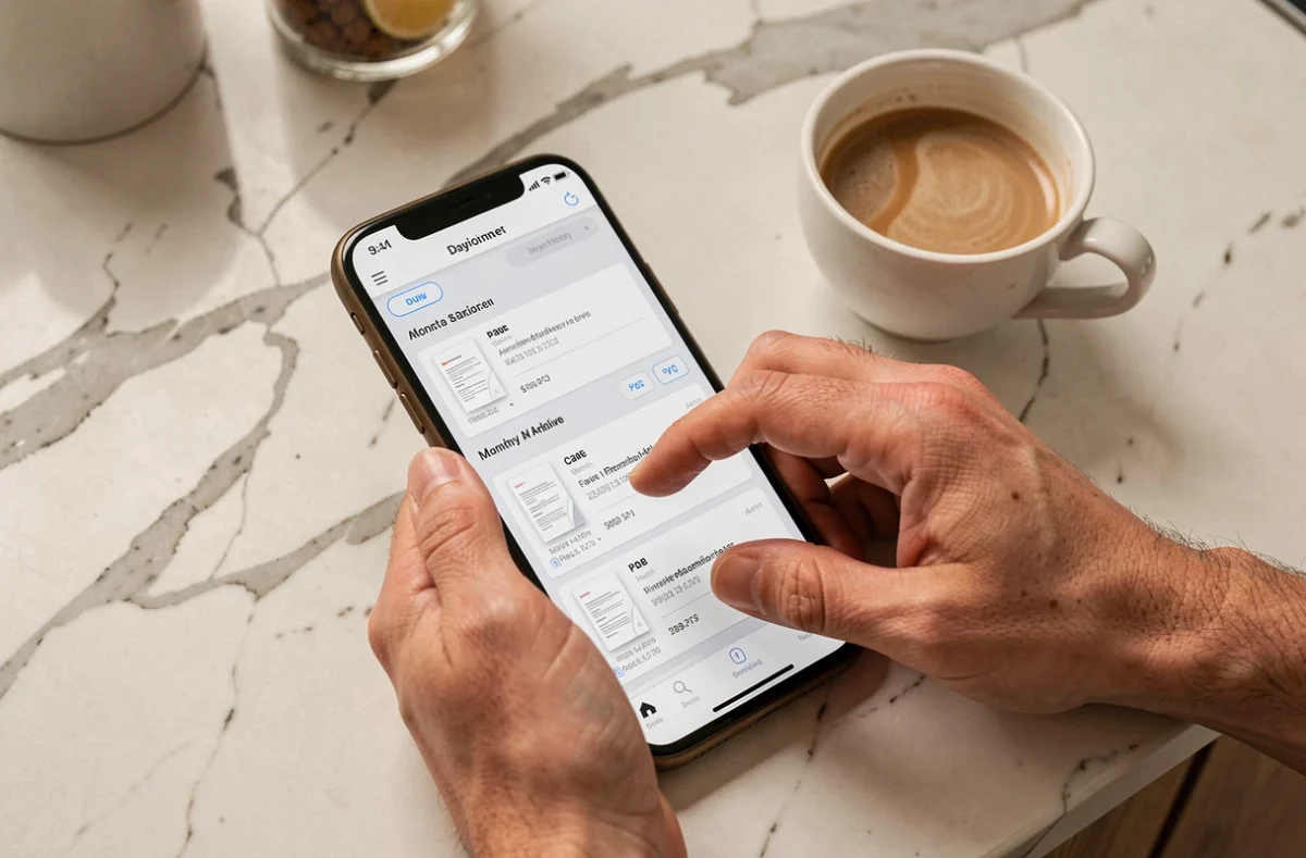 Consultation d'une ancienne fiche de paie sur smartphone via l'application mobile Arkevia