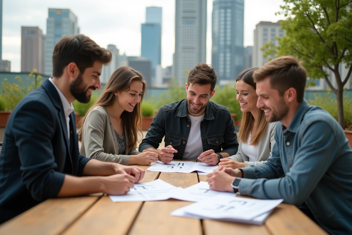 Groupe de jeunes discutant autour d