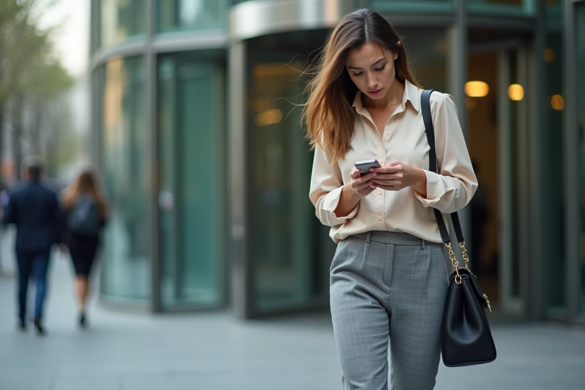 Femme inquiète sortant d