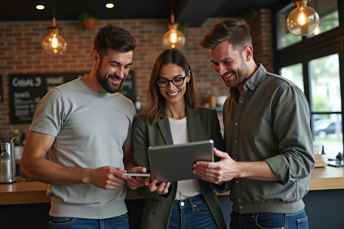 Groupe de professionnels discutant autour d