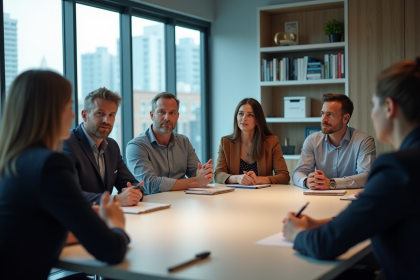 Groupe de professionnels en réunion de travail