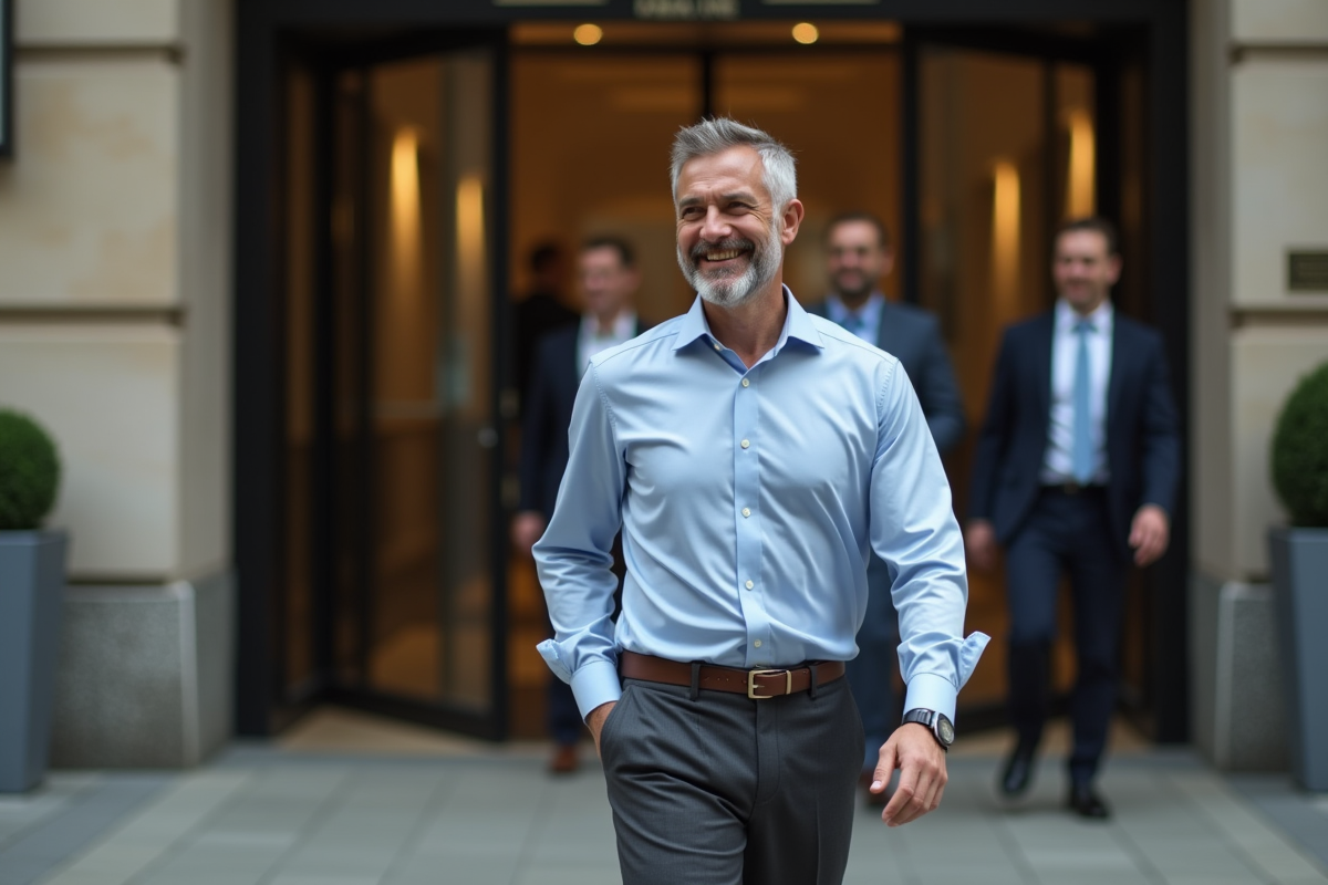 Homme professionnel sortant d