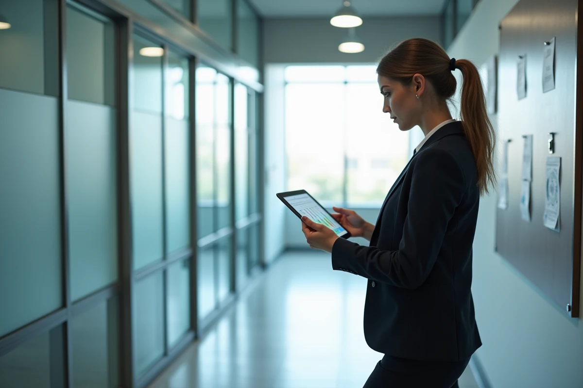 Jeune femme examine un graphique d