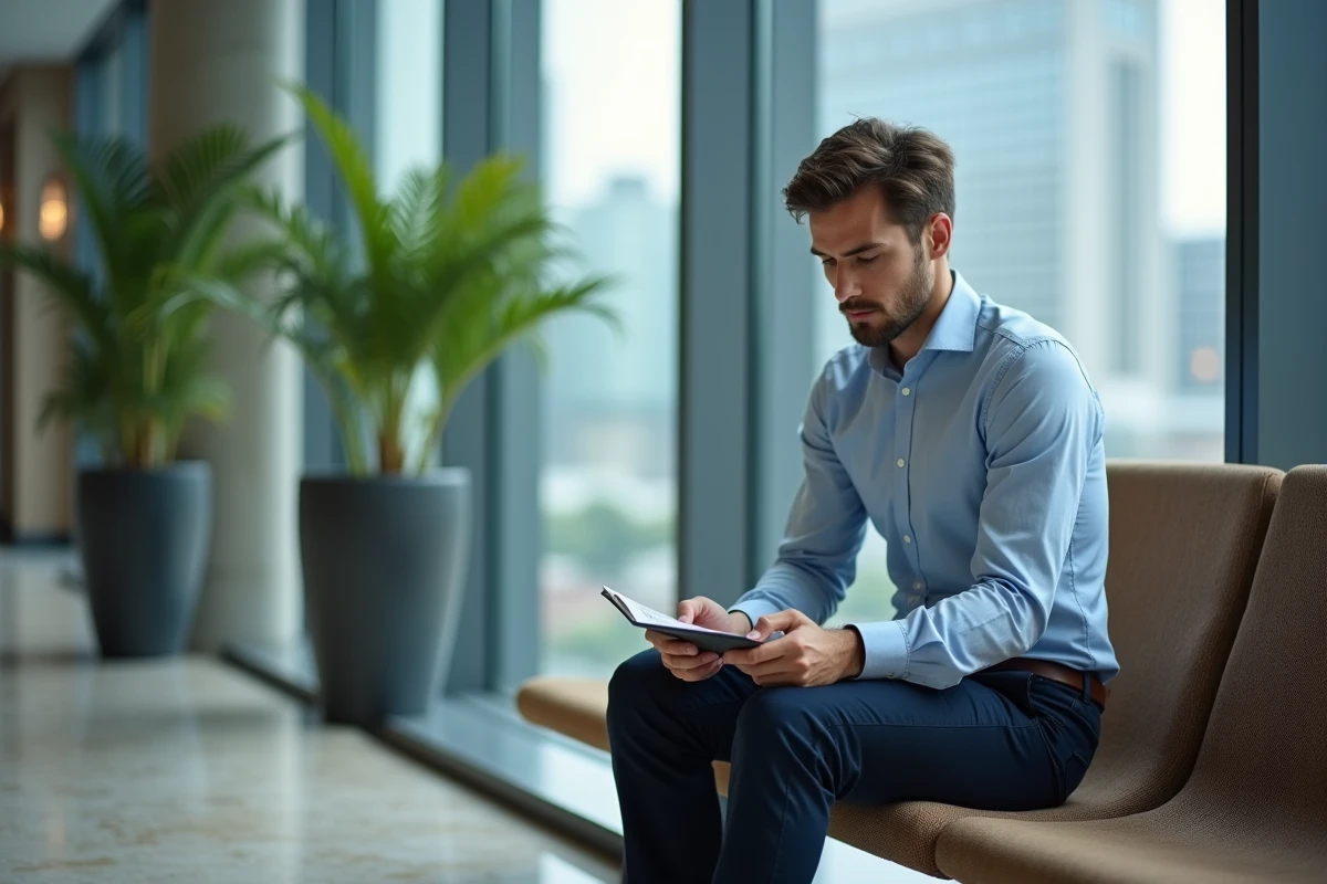 Jeune homme en attente dans un espace d
