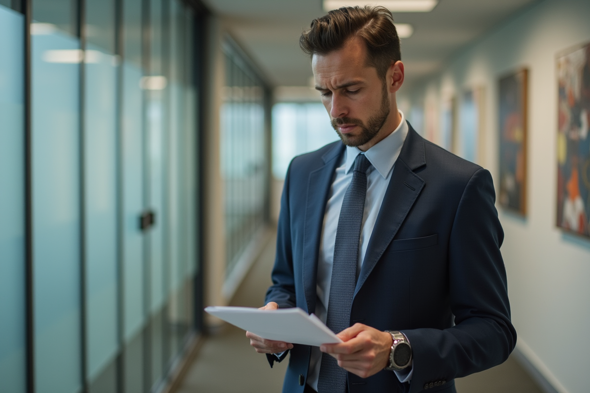 Manager préoccupé dans un couloir d office