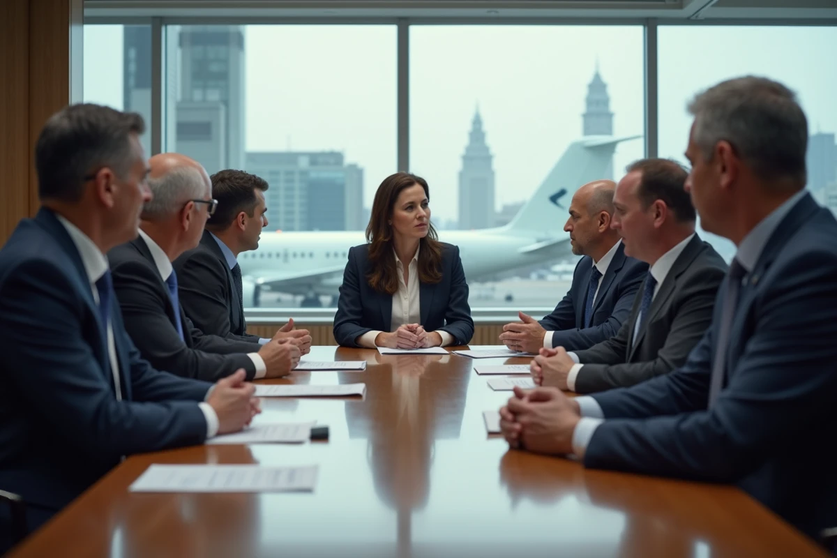 Groupe de professionnels lors d'une réunion chez Dassault Aviation