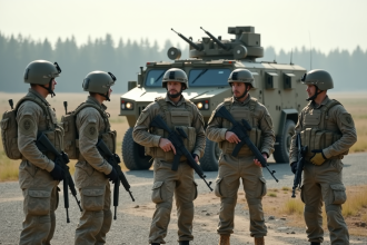 Groupe de soldats français en entraînement en uniforme camouflage